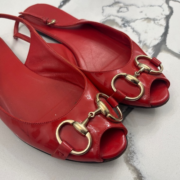 Gucci Shoes - Gucci Red Patent Leather Flats/Sandals